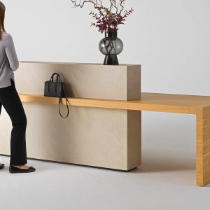 Kyo Reception desk by Martex in a double-height entrance hall