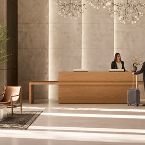 Kyo Reception by Martex as the architectural element of a lobby