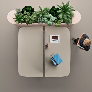 Master Round storage unit by Martex behind an Otto desk