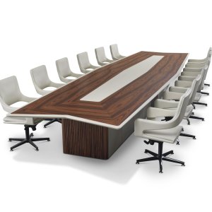 Solid wood edge running along the table