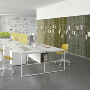 Workstation desks 20.Venti by MDF Italia with 20 by 20 mm steel frame