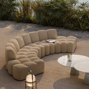Array by mdf italia in a hospitality waiting area