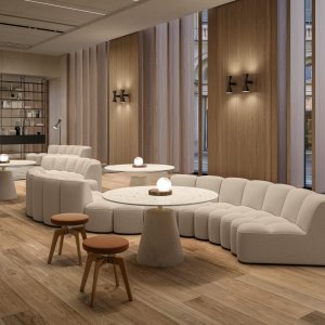 Island of Array seating in a lobby