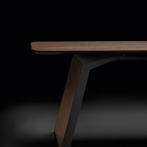Metar desk top with leather insert from above