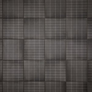 Washroom wall in Aurore Charcoal Grid L porcelain tile by Mutina
