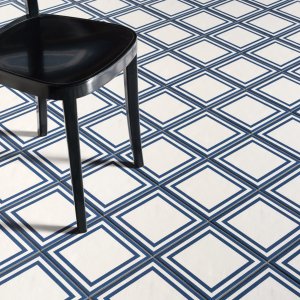 Flower Black pattern in vitrified glazed porcelain, Mattonelle Margherita