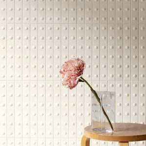 Punto Down Glossy Brun, brown crackle listel with recessed dot