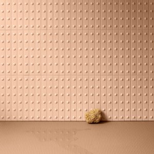 Punto Down Glossy Gris, grey glossy listel with recessed dot