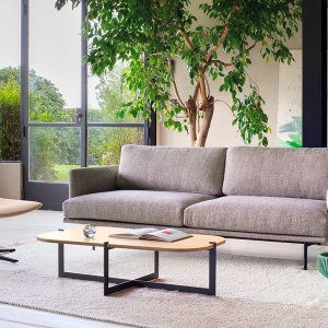 Pouf from the Quinti New York collection in grey fabric