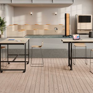 Be.1 Nomad Table on braked castors in a training room