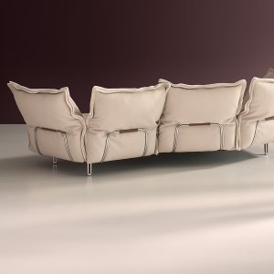 Metallic bronze steel feet of the Nuvola sofa