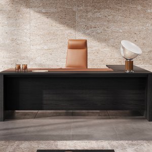 Meeting table 320 cm from the Ono collection with panelled legs in eco-leather