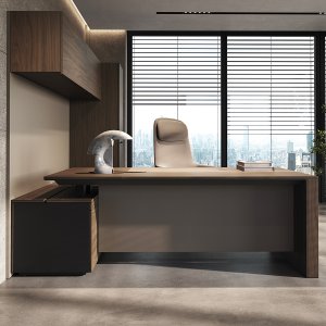Ono executive desk by Frezza with perimeter aluminium profile