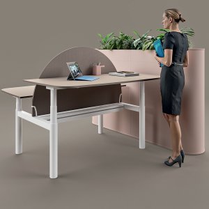 Otto Square desk by Martex in Visone melamine