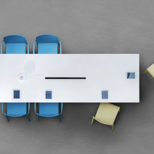 Arki-Table conference table by Pedrali with steel trestle legs in a meeting room