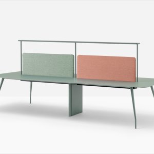 Office table Rizz by Pedrali with white solid laminate top and aluminium legs