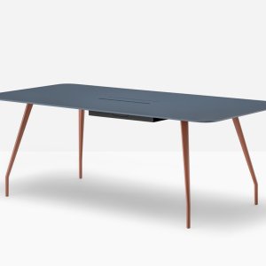 Meeting table Rizz 340 by 110 with a black Fenix top on a powder-coated frame