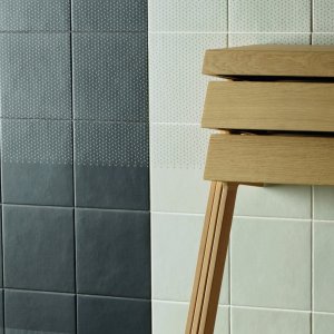 Tape collection Zigzag Blue graphic in glazed stoneware