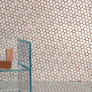 Washroom clad in Botanica White mosaic