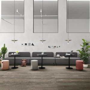 Pigreco trapezoidal table with shaped melamine tops