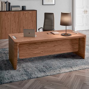 X10 executive table by Quadrifoglio with stitched leather insert