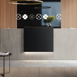 Quadrifoglio Z2 counter with welcome shelf and perimeter lighting