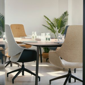 Outer backrest of se:mission upholstered in fabric