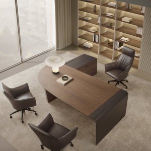 Beech plywood leg covered in black saddle leather