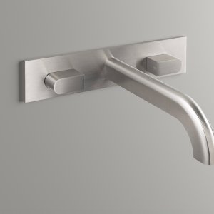 Single-block Sixty washbasin in Travertine Titanium marble