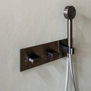 Sixty thermostatic bath and shower group in stainless steel