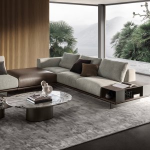 Linear chaise longue of Asso at 300 cm closing a lounge composition