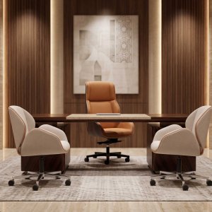 Suoni executive armchair and guest chairs by Vaghi in an office cabin