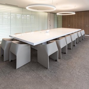 Round Asymmetrical table Ø160 with single top and central base