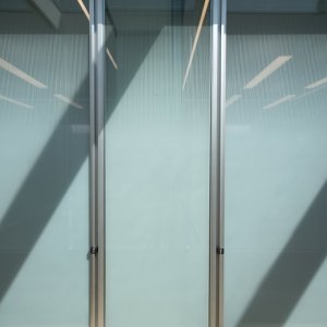 Double glazed W80 partition enclosing a conference room