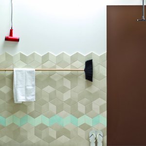 Office washroom finished in Tex White with class C barefoot rating