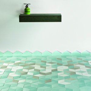 Tex floor in Grey laid in a mixed three-shade field in a hotel lobby