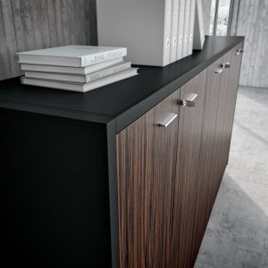 Milled modesty panel in grey elm veneer