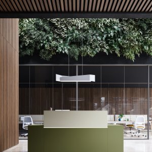 Two-tone lacquered front of the Z1 reception desk