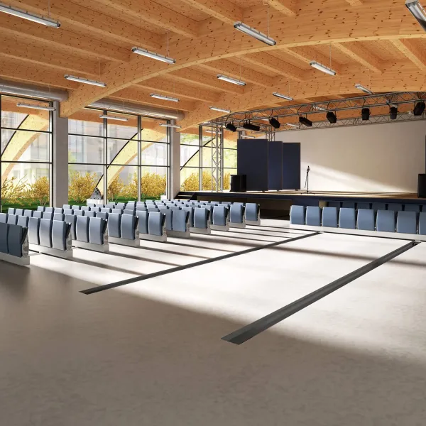 Wired Lamm study benches in a modern Indian lecture hall