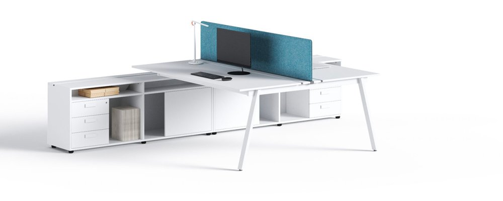 Desk with integrated pedestal