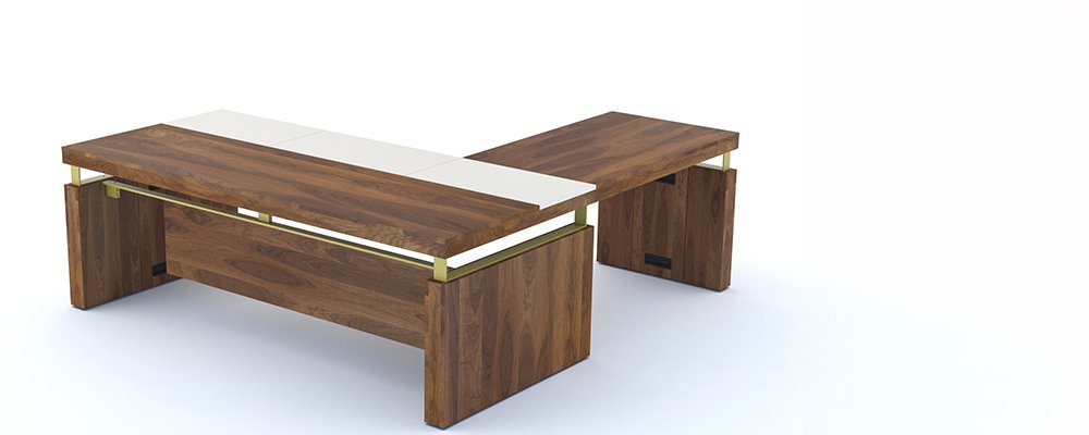 Desk with return and credenza