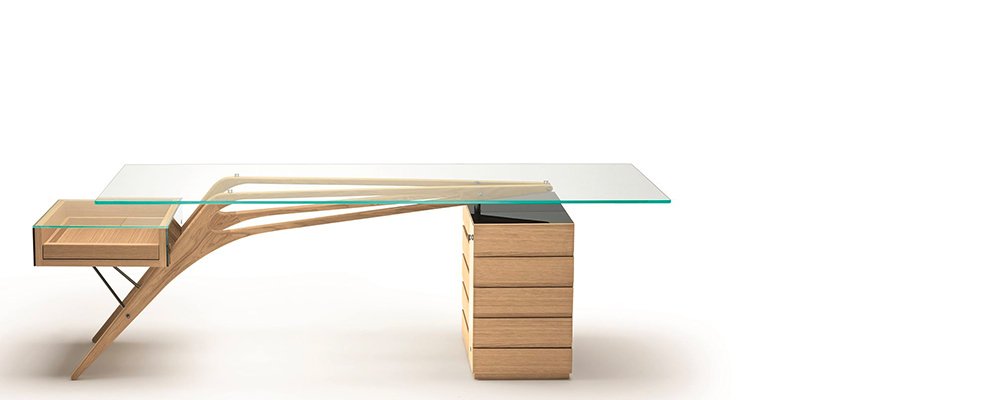 Desk with integrated pedestal