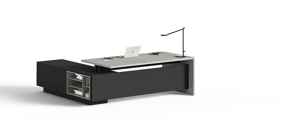 Desk with integrated pedestal