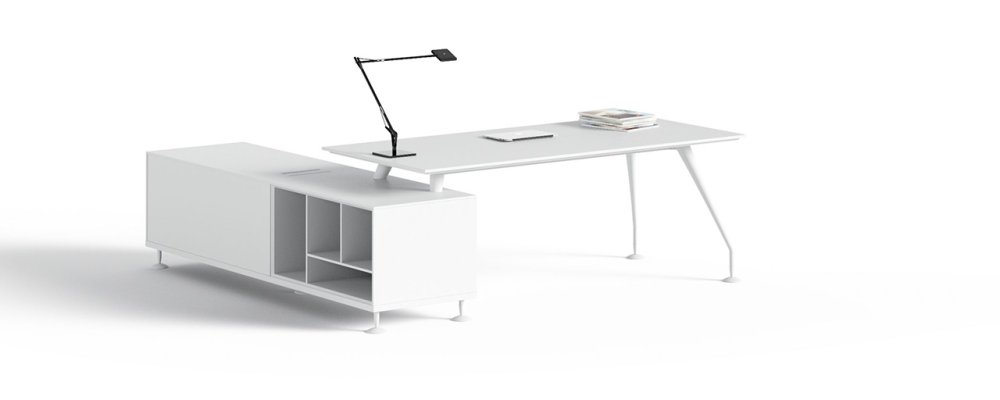 Desk with integrated pedestal