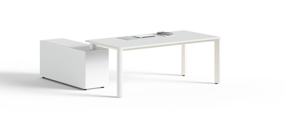 Desk with integrated pedestal