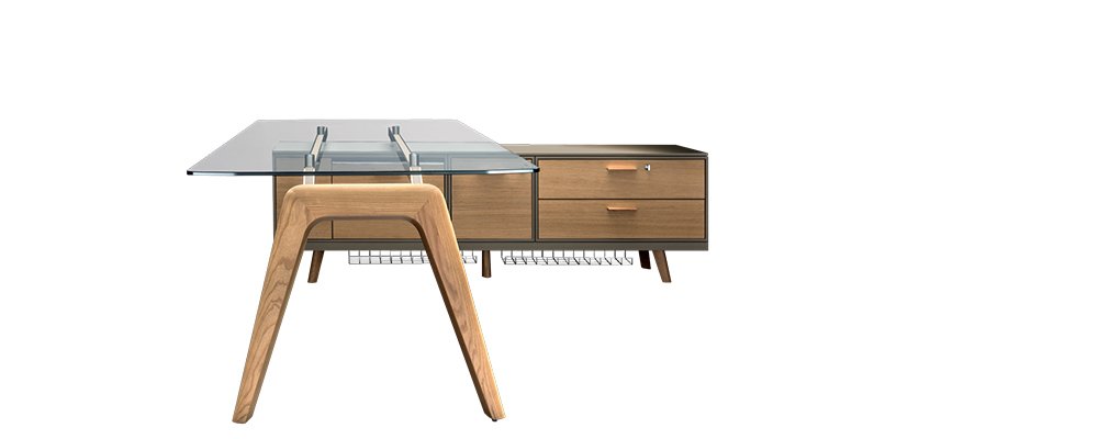 Desk with return and credenza