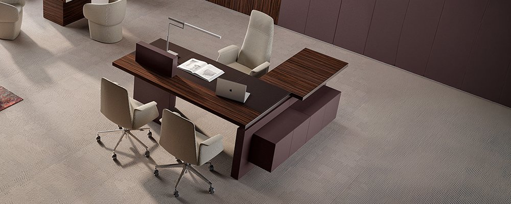 Desk with return and credenza