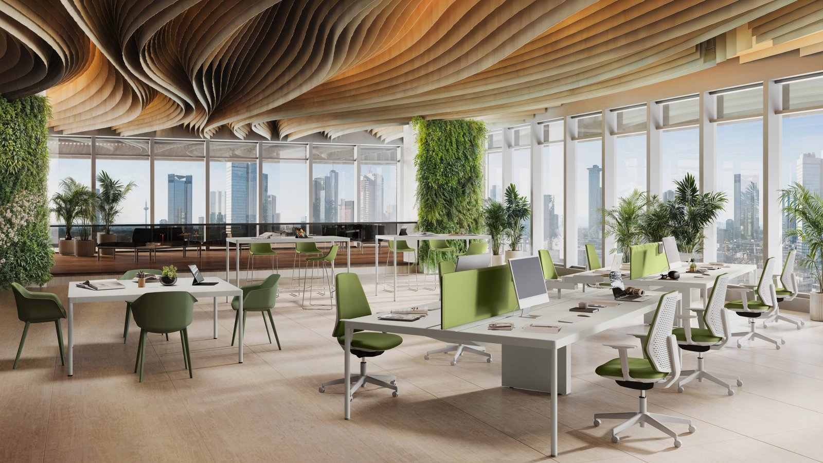 Material samples and finishes for an Italian office furniture specification in India